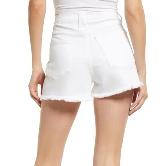 Good American Cut Off Distressed 90's White Denim Shorts Women's Plus 16 NWT - Picture 3 of 16